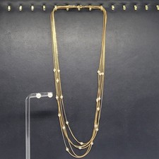 Necklace 5 Strand Gold White Faux Pearls Layered Bridal Style
