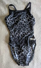 ARENA Carbonite One Piece Swimsuit Womens Size 30 Gray Grey Black