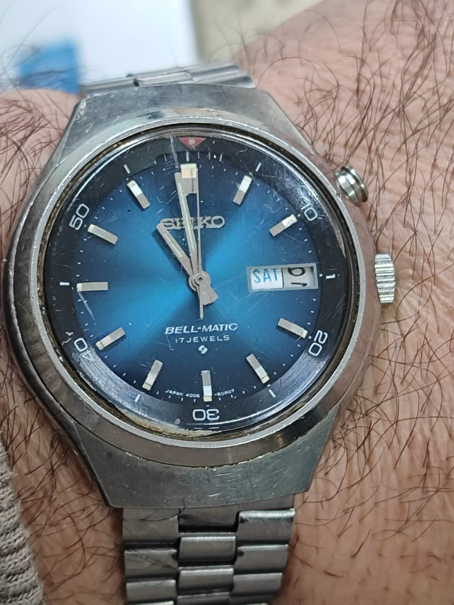 seiko matic blue yocht SDダイアル　※ベルトなし 1976 SEIKO Bell-Matic 4006-6060 Watch Blue DIAL Bracelet Original