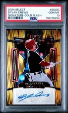 2024 Panini Select Signatures Dylan Crews #SIG-DC Gold Flash Prizm /10 PSA 10