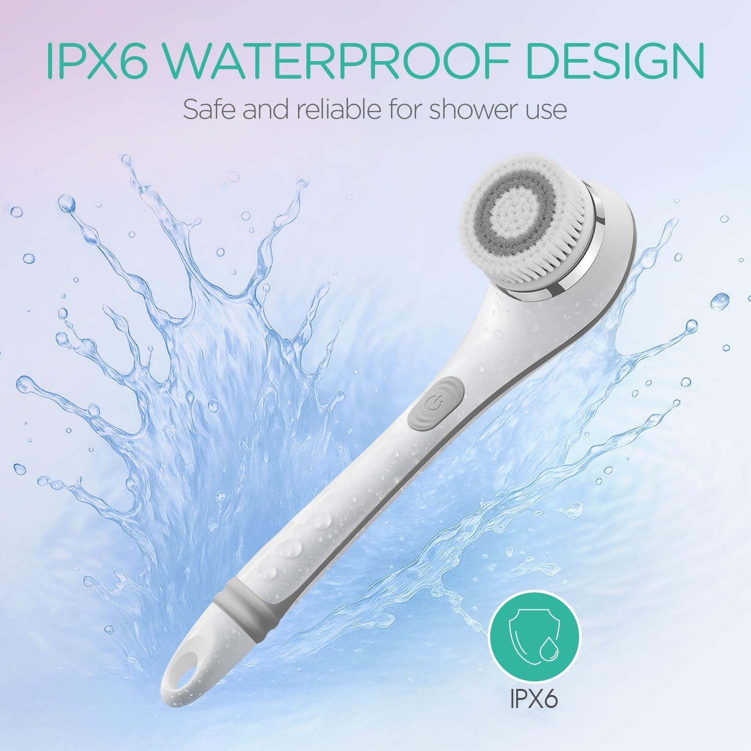 Electric Body Brush Back Scrubber for Shower Rechargeable Exfoliating Bath Brush