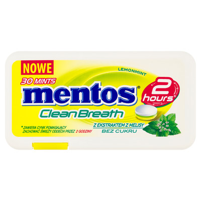 8682790002543 Mentos CleanBreath Lemon Mint Odświeżające pastylki bez cukru 21 g