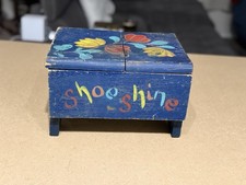 1950 s BLUE FOLK ART SHOE SHINE BOX