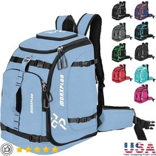 Ski Boot Backpack Waterproof Durable Gear Bag W/ Helmet Compartments Pockets