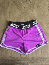 Justice Girls Purple Mesh Athletic Activewear Shorts, Size M 10 Gym Training