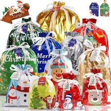 Christmas Bags 30Pcs Christmas Drawstring Gift Bags Assorted Sizes Large Medium