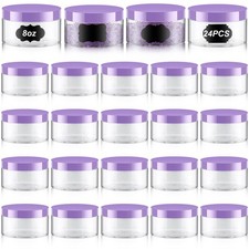 Dandat 24 Pcs 8 oz Plastic Jar Container with Lid and Label Refillable Empty Rou