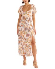 Minkpink Marceline Panel Linen-Blend Midi Dress Women's  Xs