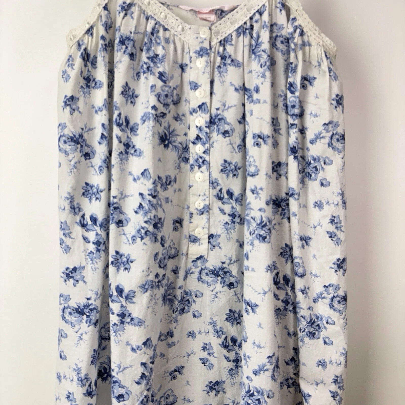 UNDERCOVER Abito vintage Victorias Secret cotone maxi floreale slip bianco blu taglia small