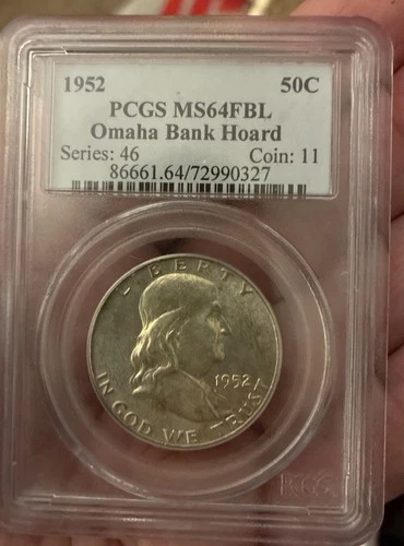 1952 Franklin Half Dollar PCGS MS64+ FBL Full Bell Lines (Omaha Bank Hoard)