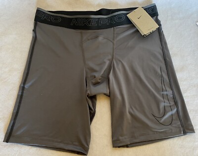 NIKE PRO Size XL Gray Black Tight Fit Men's Training Long Shorts Move To Zero