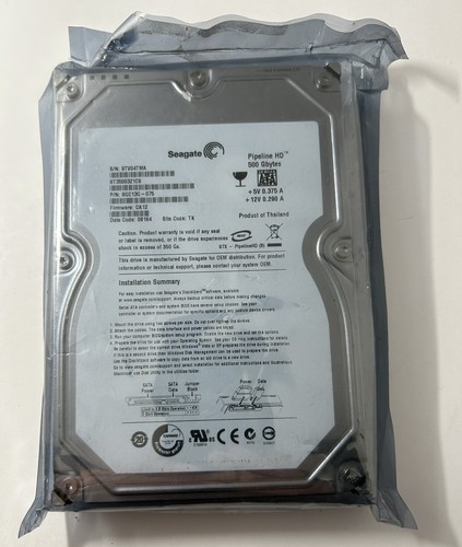 500GB Seagate ST3500321CS Pipeline HD 3.5" Hard Drive P/N 9GC13G-075