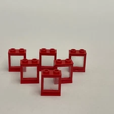 Lego Red Windows Replacement Add-on Pieces Parts Lot of 6