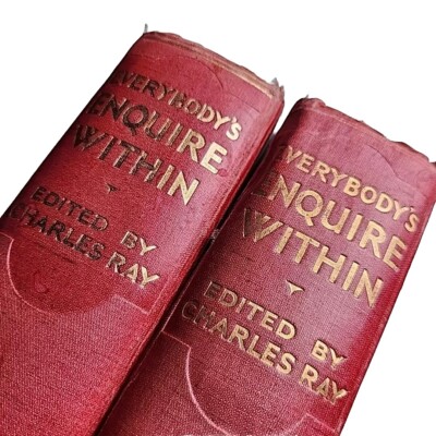 2x Everybodys Enquire Within V1 V2 Charles Ray Vintage Hardback Book Lot