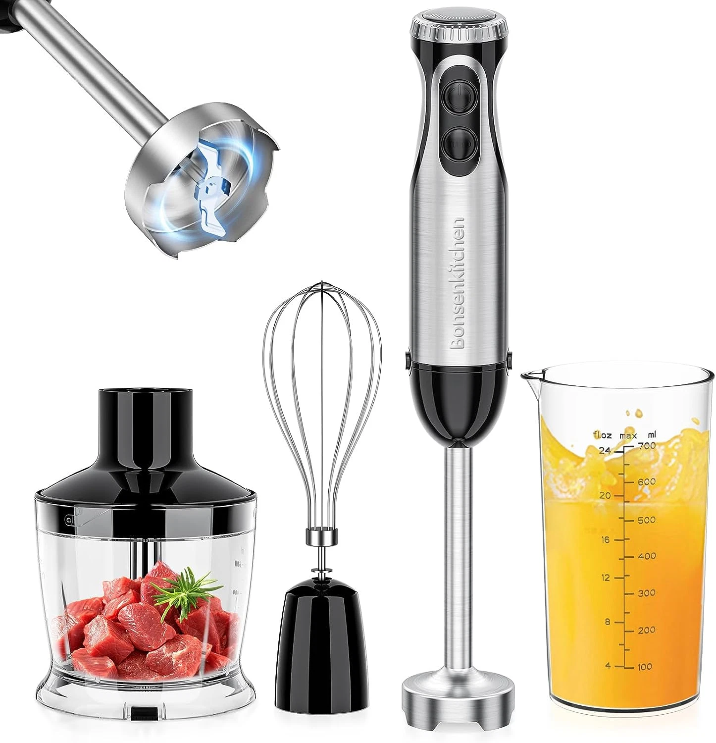 Batidora De Cocina De Inmersion De Mano Electrica 4 En 1 Uso Comercial Hogar NEW