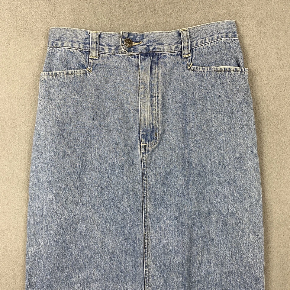 Falda midi de mezclilla Cherokee vintage talla 8 azul jean años 80 tala pradera cabaña Foto 3 de 4