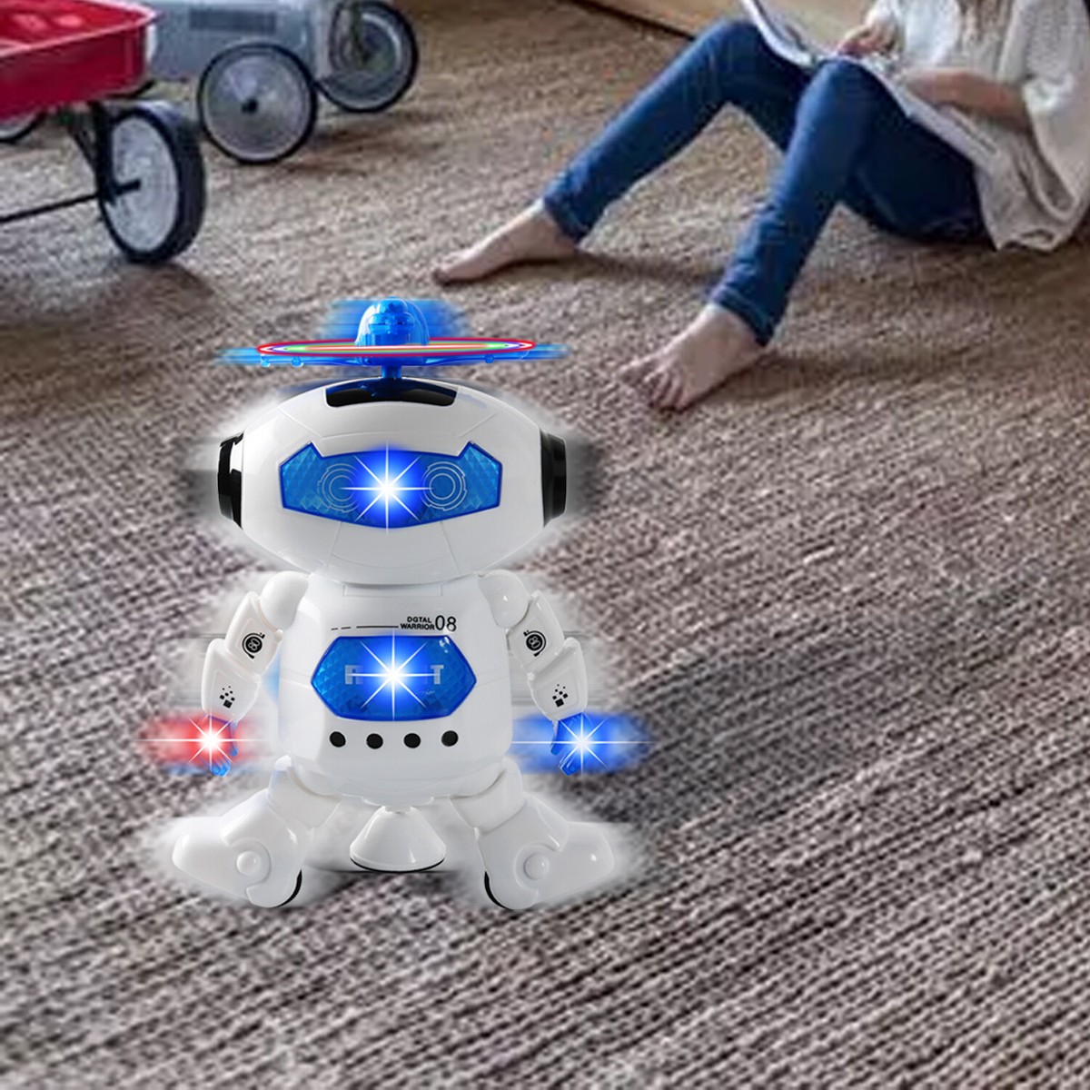Electronic Walking Dancing Robot Toys for Kids Little Robot with Music LED  Light