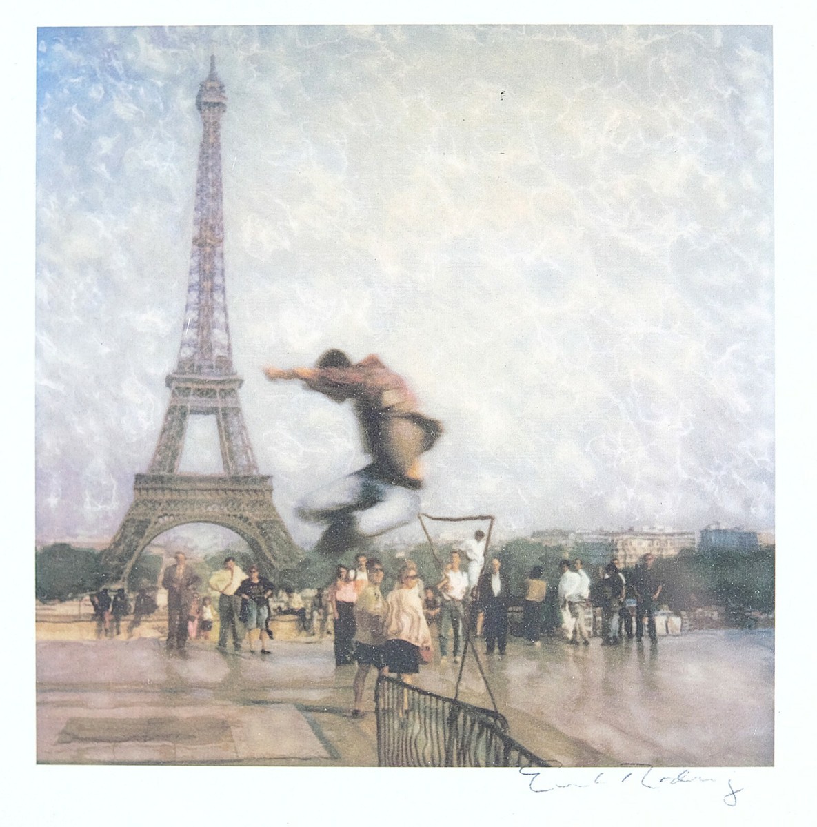 Framed Photo Art, Signed VTG Lithograph, 'The Jump', Rare