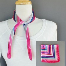 Satin silky feel square scarf wrap neckerchief hair headband tie kerchief stripe