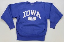 Rare Vintage CHAMPION Iowa 13 Reverse Weave Crewneck Sweatshirt 80s 90s Blue M