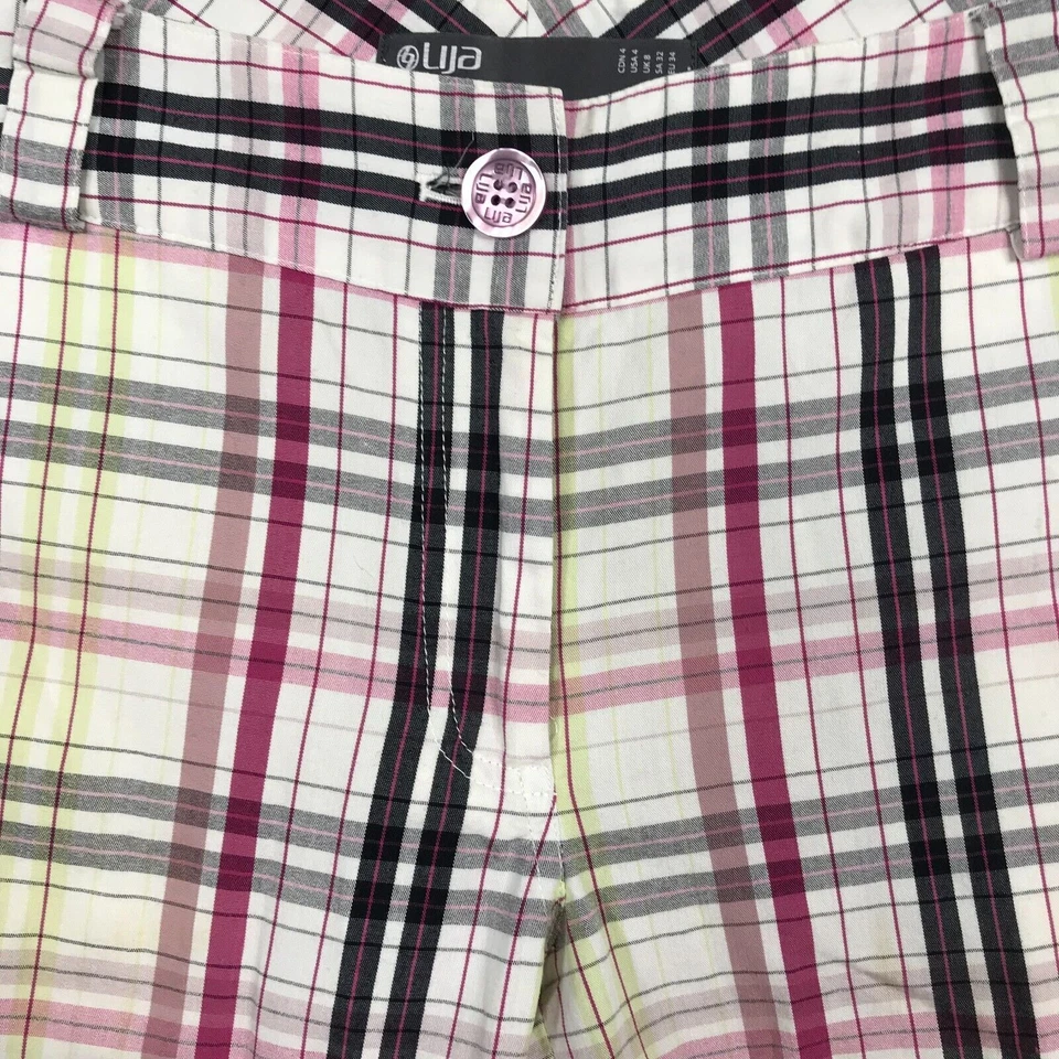 Pantalones Cortos Lija Para Mujer Talla 4 Madras Cuadros Algodón Elástico Clásico Bermudas Golf Foto 2 de 4