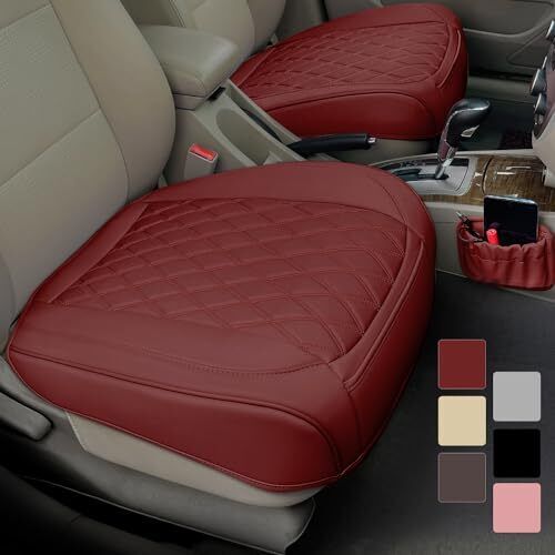 2 Pack Leather Front Car Seat Cover Bottom Car Seat, Anti-Slip and 2pcs red - Picture 2 of 7