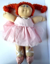 Vintage  Cabbage Patch Kids Red Yarn Hair Blue Eyes Pigtails Ballerina  1982
