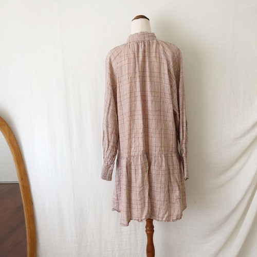 Zoe Kratzmann State Dress Size 2 AU 12/US 8 Linen Brown Mocha Check Button - Picture 12 of 14