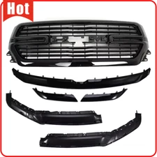 Front Bumper Upper Grille & Grille Trim Molding Set For 2019-2023 Dodge Ram 1500