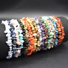 Gemstone Chips Nugget Beads Bracelet Sample Strand - 5-8mm - 7.5" - 85 Options