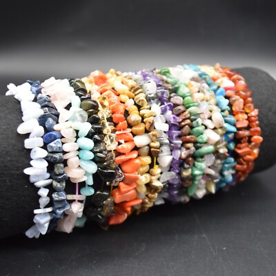 Edelstein Chips Nugget Perlen Armband Muster Strang - 5-8 mm - 7,5 Zoll - 85 Optionen