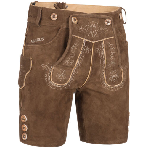 PAULGOS Herren Trachten Lederhose + Träger Echtes Leder kurz 2 Farben 44-60 HK2 - Bild 9 von 16