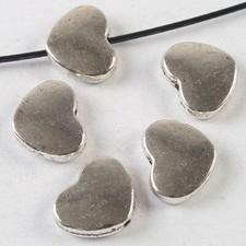 10pcs 11 13mm Dark Silver Tone Heart Spacer Beads H3718