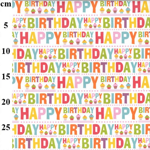 Cotton Fabric Bright Happy Birthday Cakes Print Craft Fabric Material Metre - Picture 2 of 3