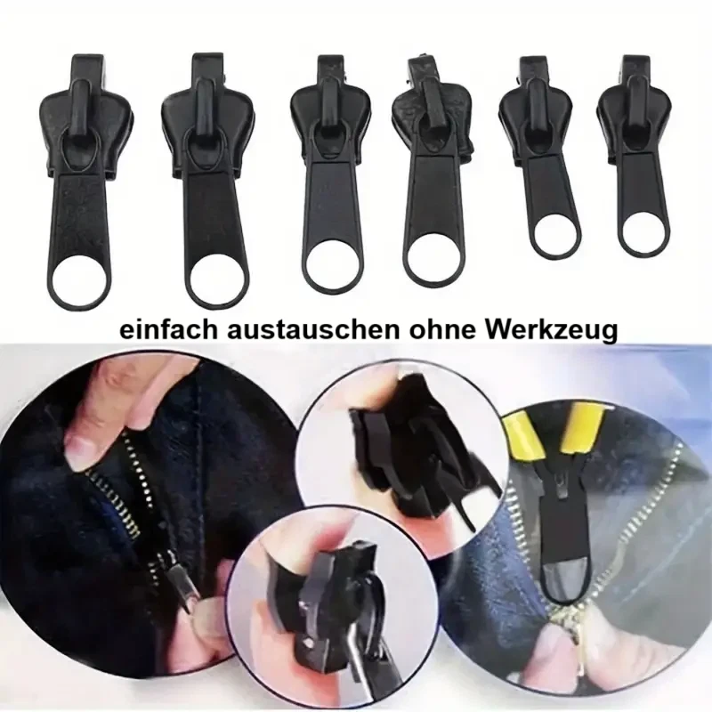 12 Reißverschluss Zipper Ersatz Anhänger Griff Schieber Verschluss Reparatur Set - Bild 3 von 4