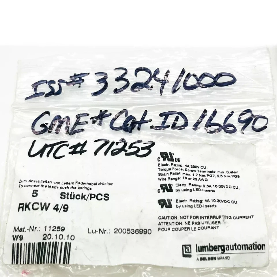 5 pcs Lumberg Automation 11259 Sensor Actuator Connector Right Angle M12 - Image 2 of 4