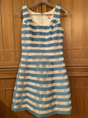 Lilly Pulitzer Blue White Striped Dress Flare Size 0 | eBay
