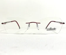 Silhouette Eyeglasses Frames 5521 FC 3040 Red Rectangular Rimless 53-17-140