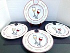 Wine Appetizer Plates With Wine Glass Holders Set Of 4 Napa Valley