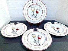 Wine Appetizer Plates With Wine Glass Holders Set Of 4 Napa Valley