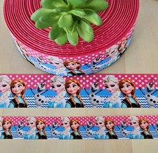 7/8 1.5" 1 YD Disney's Frozen Grosgrain Ribbon Anna Elsa Olaf Polka Dot