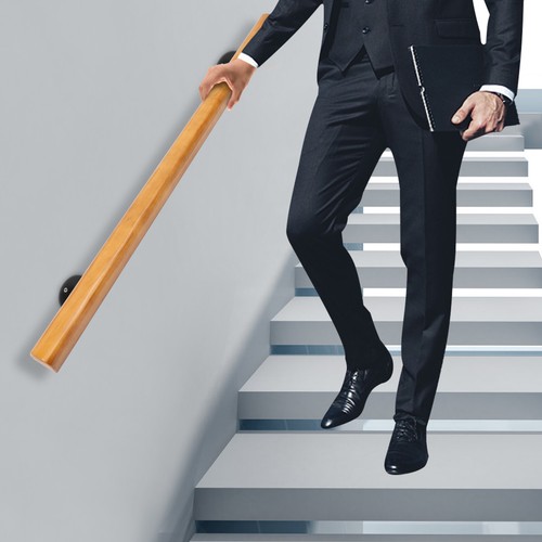4FTWoodHandrailsforIndoorStairs,SafetyNon-SlipStairRailing,Professional