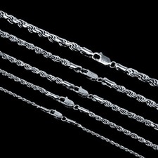 Men's Women's Real Solid 925 Sterling Silver Rope Chain 1.5-4mm 18"-30" ITALY