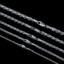 Men's Women's Real Solid 925 Sterling Silver Rope Chain 1.5-4mm 18"-30" ITALY