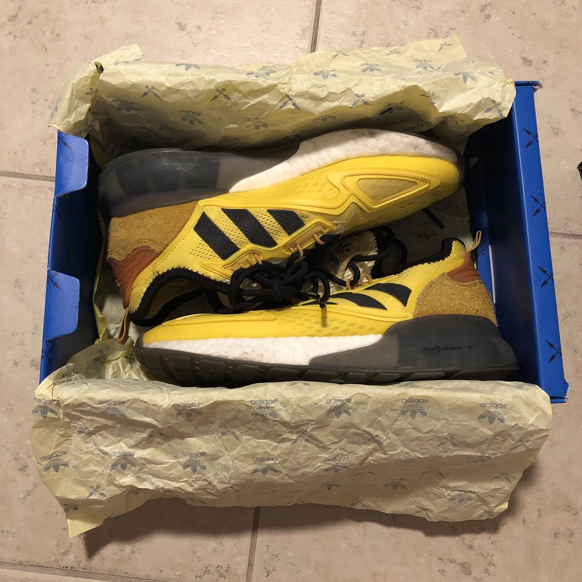Size adidas ZX 2K Boost x Ninja Time In Yellow Legacy Gold 2020