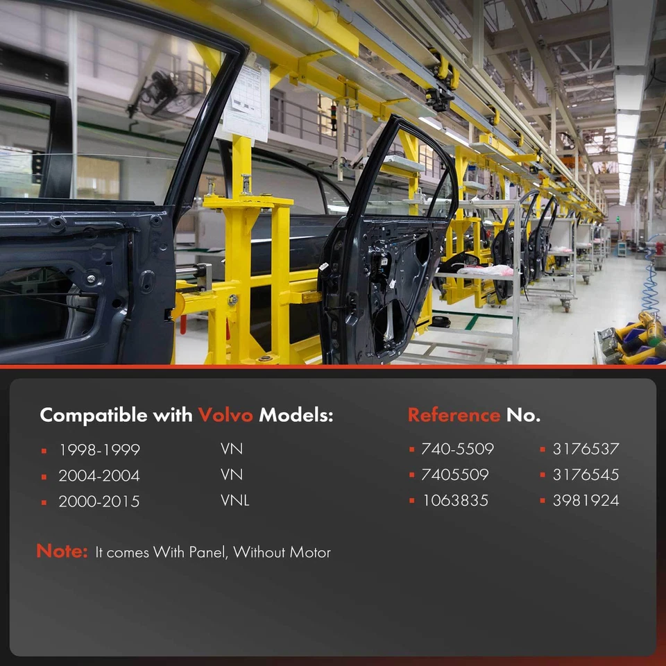 Regulador de ventana manual con panel para Volvo VN 1998-1999 2004 VNL 00-15 delantero izquierdo Foto 3 de 4