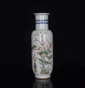 Old Doucai Chinese Porcelain Flower&Crane Vase Kangxi MK H11.22”