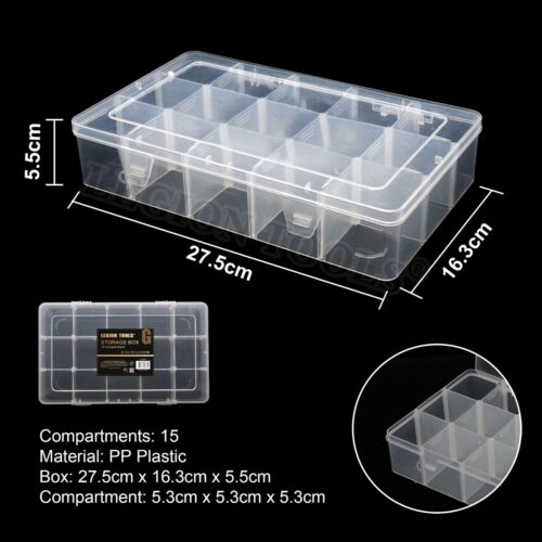 4 Sizes Plastic Compartment Storage Box Container Jewellery Bead Craft Organiser - Picture 15 of 18