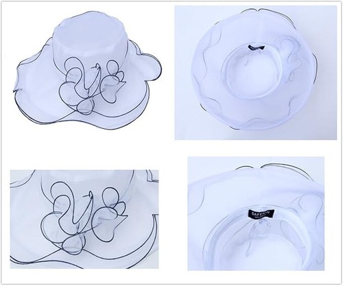 SAFERIN Sombrero Fascinador Blanco Transparente Mujer Organza Malla Derby Princesa Fiesta - Imagen 7 de 14