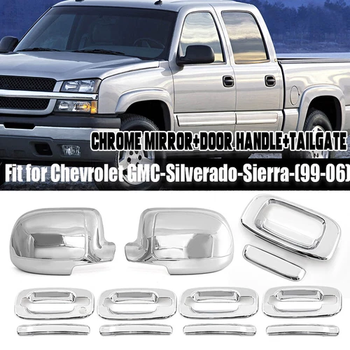 For 00-06 GMC Yukon+XL Chrome Full Mirror+4 Door handle+W/PSG KH+Tailgate Cover